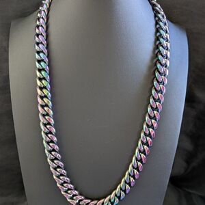 Men's Iridescent Cuban Link Necklace - Multi-Color